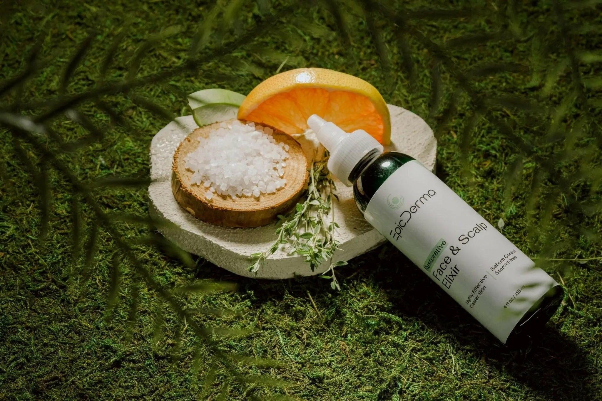 Applying Face & Scalp Elixir for targeted relief on itchy, flaky areas – Epicderma