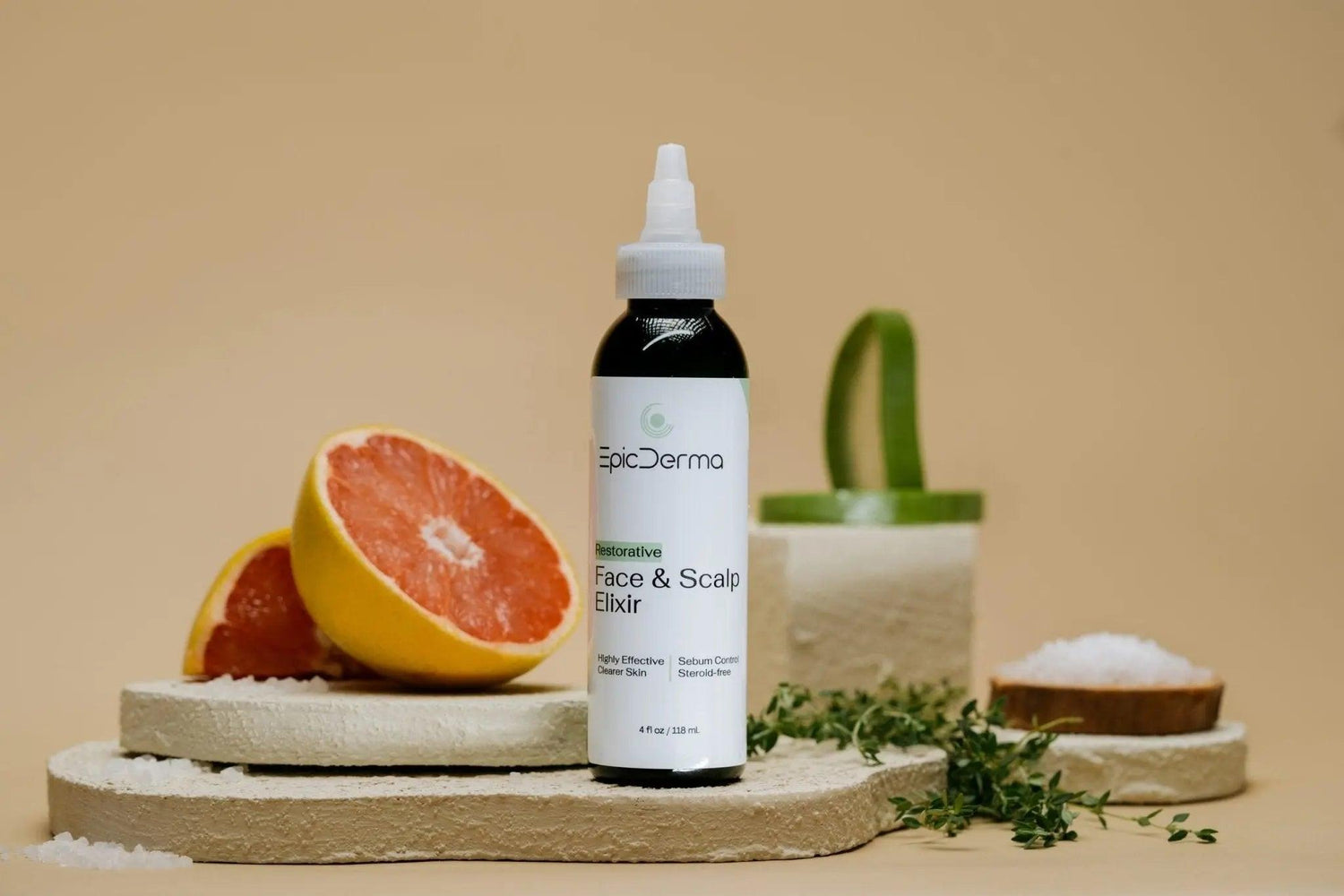 Face & Scalp Elixir dropper showing natural antifungal relief – Epicderma