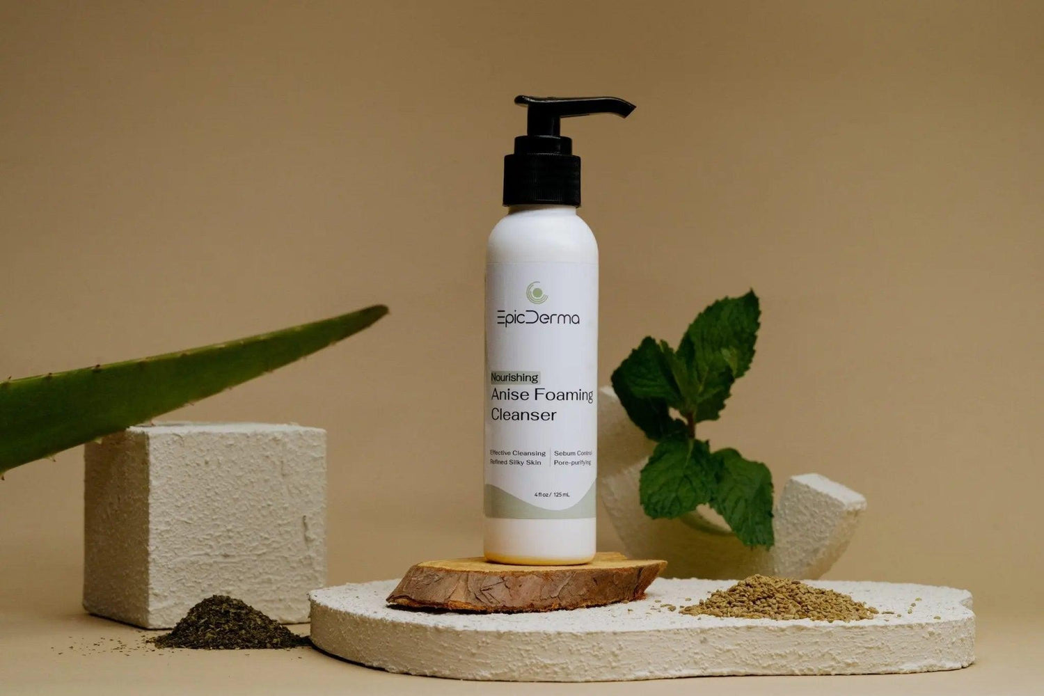 Hero shot: Anise Foaming Cleanser highlighting botanical exfoliating power – Epicderma