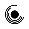 Black circular icon with concentric rings on a white background